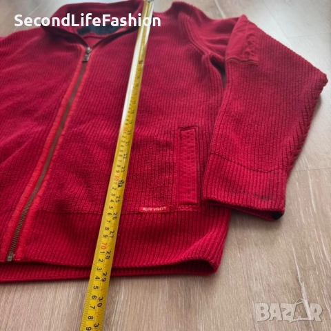 Blue Willi’s Дания мъжка жилетка пуловер с цип, размер XL, червен, памук, снимка 6 - Блузи - 52815256