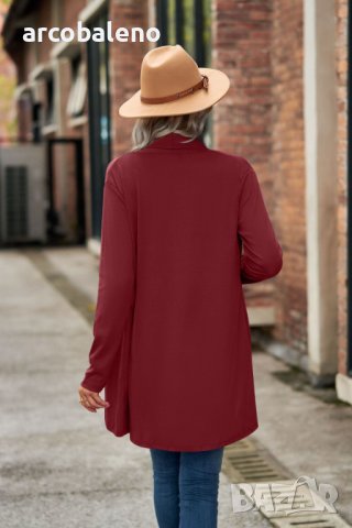 Дамска едноцветна широка жилетка с дълъг ръкав, 6цвята, снимка 13 - Жилетки - 44089598