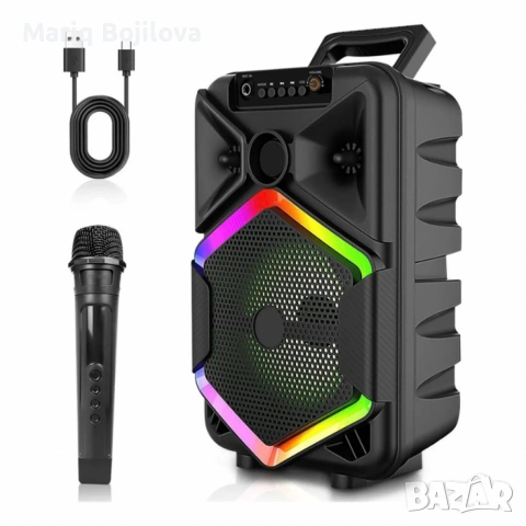 Преносима тонколона с микрофон, 8.5 инча, 1800 mAh батерия, 10W мощност WSJAR E8132W, снимка 5 - Тонколони - 53215797