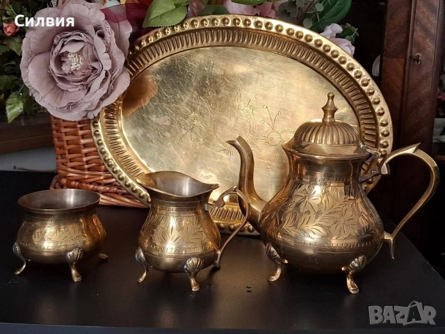 Старинен комплект от месинг , снимка 2 - Антикварни и старинни предмети - 53512873