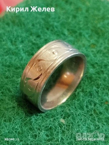 Сребърен пръстен тип халка с декоративна гравюра ювелирна изработка 17589, снимка 4 - Пръстени - 53411480