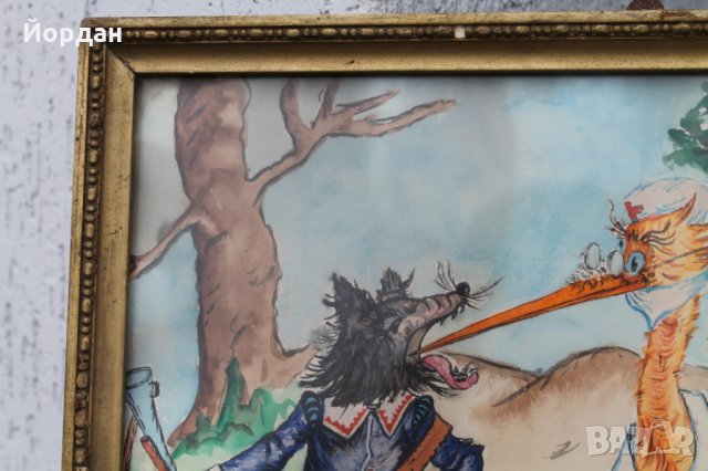 Стар акварел подписан , снимка 2 - Картини - 35266303