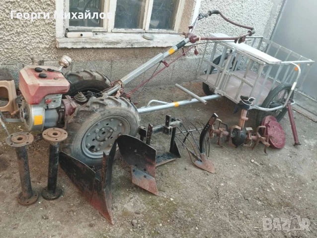 Мотокултиватор с двигател Роджерини, ремарке, фреза, браздир, плуг, картофовадачка, две помпи и др., снимка 1