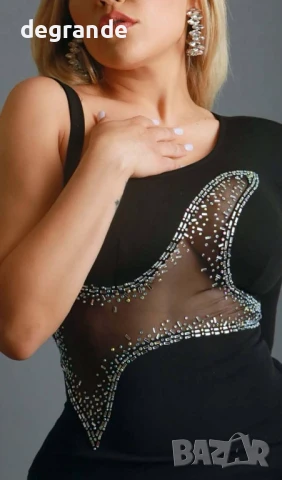 ПРОМОЦИЯ Черна мини рокля с ефектен дизайн, снимка 3 - Рокли - 50972959