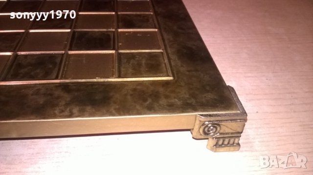 антика-маса за шах-с обков мед/месинг-37х37см-внос англия, снимка 11 - Колекции - 26346861