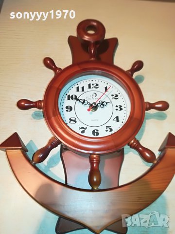 дървен рул котва и часовник-антик 34х26см, снимка 4 - Колекции - 28884304