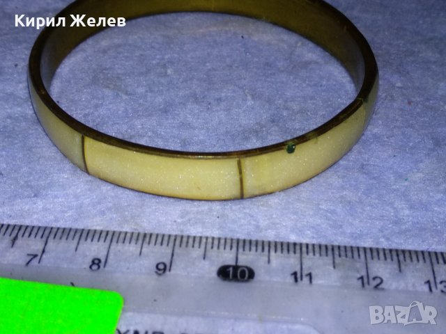 СТАРА БРОНЗОВА ТРАДИЦИОННА РЕТРО ГРИВНА с ШЛИФОВАН ПЕРЛЕН ЯСПИС РЪЧНА БИЖУТЕРСКА РАБОТА 37973, снимка 3 - Антикварни и старинни предмети - 40856347