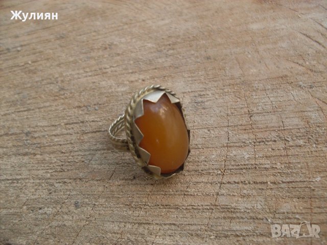 СТАР ПРЪСТЕН С КЕХЛИБАР, снимка 4 - Антикварни и старинни предмети - 35524954