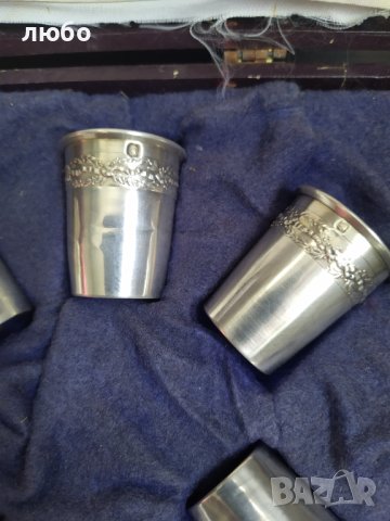 Комплект от Сребърни Чашки-МИНЕРВА Франция Проба Сребро 0,950 от 30/г.на  Със Оригиналната си Кутия , снимка 3 - Антикварни и старинни предмети - 39550616
