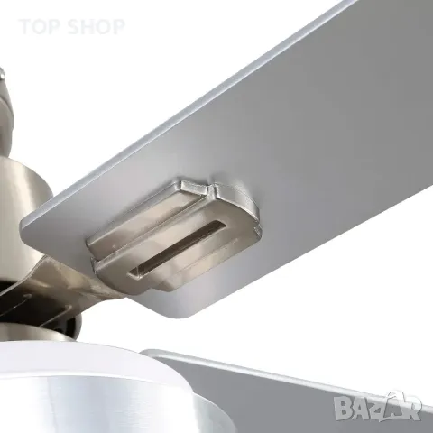 Таванен вентилатор FINXIN с лампа, дистанционно (122 см,никел,4 перки), снимка 7 - Лед осветление - 49500137