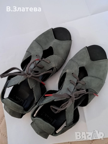 Сандали зелени Think  №38, естествен велур, снимка 1