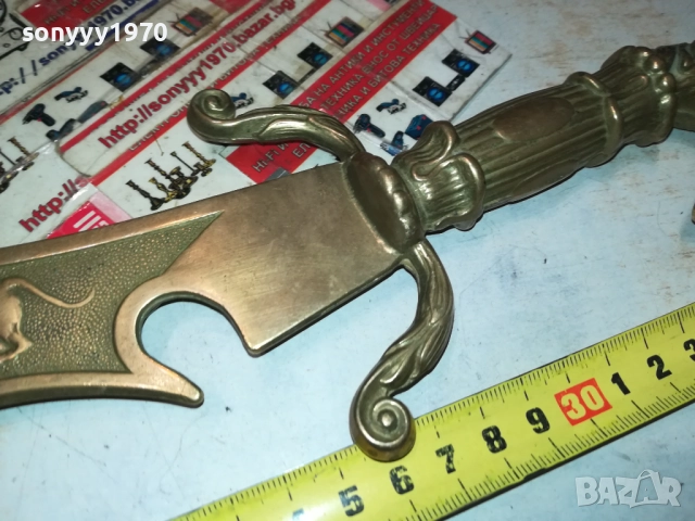 МАСИВЕН НОЖ ОТ ФРАНЦИЯ-МЕД/МЕСИНГ 0510251759, снимка 4 - Антикварни и старинни предмети - 51953526