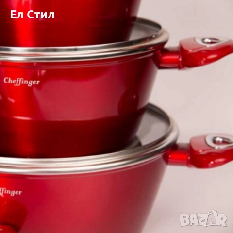 Комплект съдове за готвене Cheffinger от лят алуминий с мраморно покритие – 10 части, снимка 12 - Съдове за готвене - 53573403