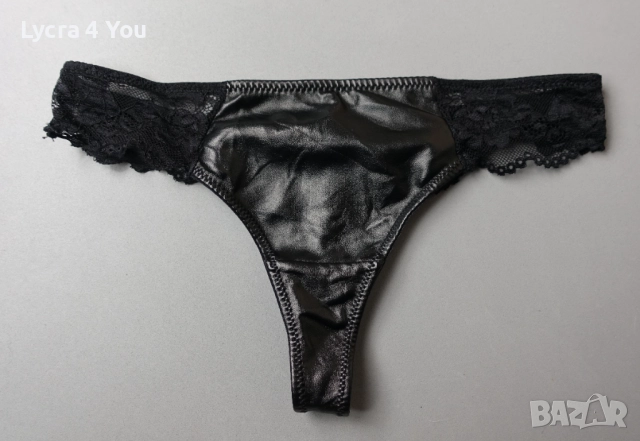 Zeeman S черна полупрашка с кожа и дантела, снимка 4 - Бельо - 52459723