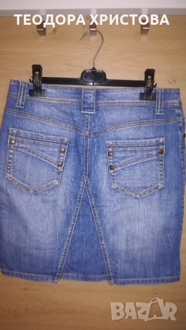 Дънкова пола марка Promod, размер С/М, снимка 3 - Поли - 32914780