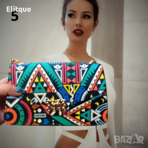 Елегантна вечерна чанта със златисти орнаменти, снимка 5 - Чанти - 52895689