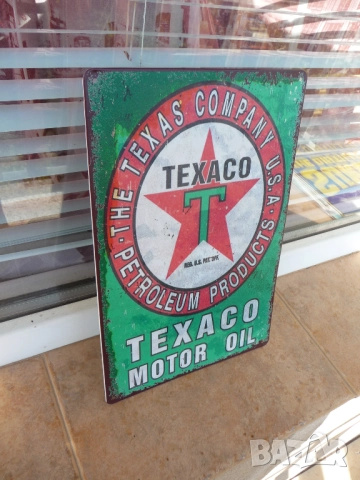 Метална табела Texaco моторно масло смяна масла туба рафинерия продажба звезда магазин авто части, снимка 2 - Рекламни табели - 52184117