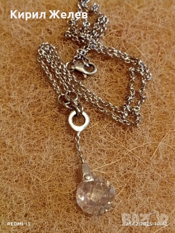 Сребърно колие с висулка кристал фешън АРТ БИЖУ майсторска изработка 30810, снимка 7 - Колиета, медальони, синджири - 52895980