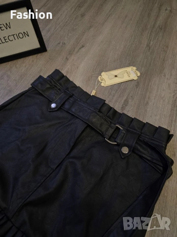 Нова черна кожена пола + колан на намаление, снимка 2 - Поли - 53415068