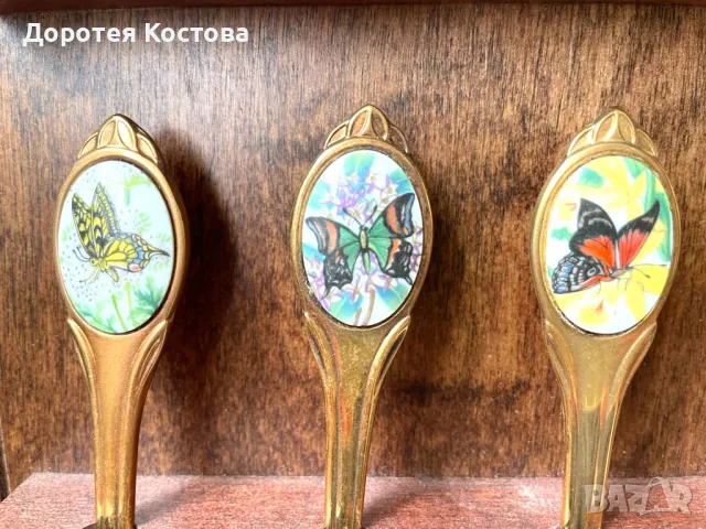 Красиви позлатени лъжички от Англия с пеперуди, снимка 5 - Антикварни и старинни предмети - 50211511