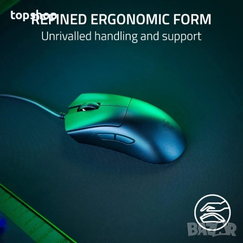 Нова Геймърска мишка Razer Deathadder V3 RZ01-0464, черна, кабелна, лека, ергономична, снимка 3 - Клавиатури и мишки - 51636339