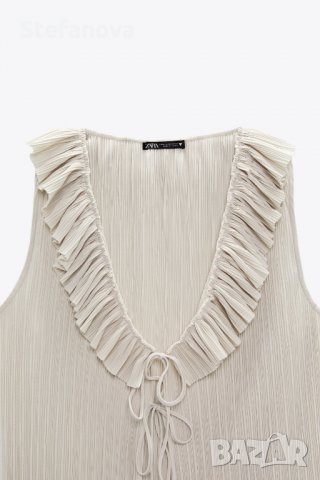 Zara-Нова плисирана блуза с волани, снимка 5 - Тениски - 37979468