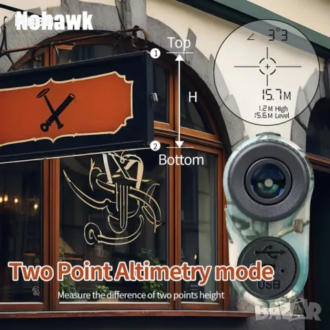 Акумулаторен лазерен далекомер NOHAWK, снимка 4 - Екипировка - 49167580