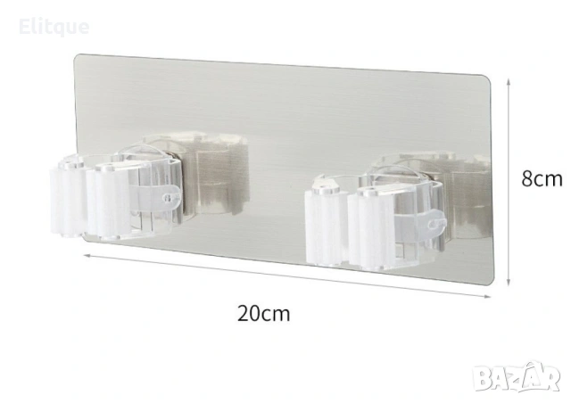 🧹 Стенен държач за четки, мопове и метли – единичен или двоен (залепващ), снимка 7 - Други стоки за дома - 53563881