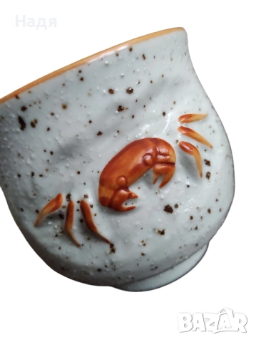 Страхотна чаша с рак, снимка 3 - Чаши - 51633263
