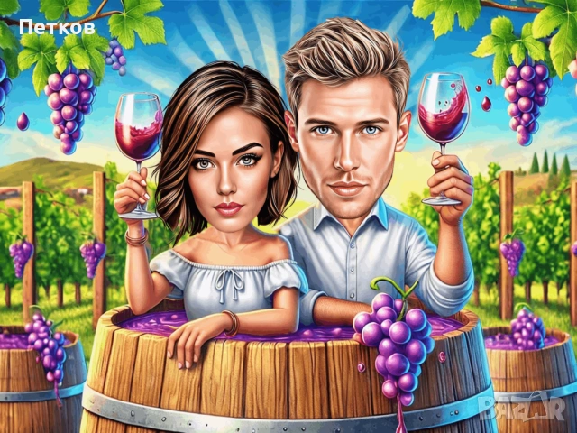 Дигитални карикатури-шарж за свети Валентин и Трифон Зарезан, снимка 6 - Картини - 53117250