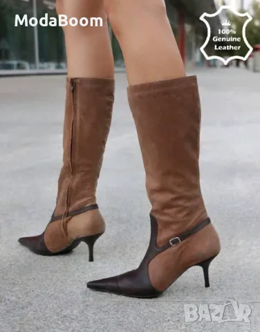 ‼️ НАМАЛЕНИ ‼️ Ботуши на ток - Ест. Кожа