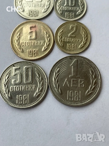 Монети 1981 година. 1, 2, 5, 10, 20, 50 стотинки и 1 лев 1981 г., снимка 4 - Нумизматика и бонистика - 53143460