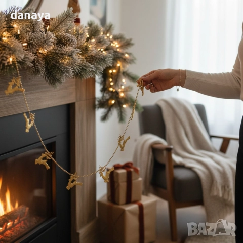 6167 Коледен гирлянд с еленчета декоративен гердан за елха и декорация, 270 см, снимка 5 - Декорация за дома - 52422415