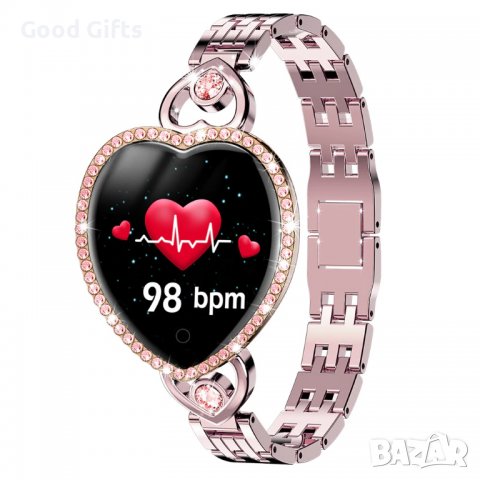 Стилен Дамски Смарт часовник Сърце T52S Пулс, Кръвно налягане, снимка 4 - Смарт гривни - 38119676
