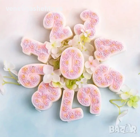 Цифри 0-9 за свещи за торта с релеф рози Силиконов молд форма , снимка 3 - Форми - 50871357