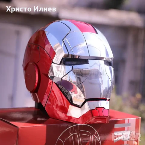 Реалистична Светеща маска на Железния човек Iron Man Marvel Моторизирана с гласови команди, снимка 3 - Друга електроника - 51286614