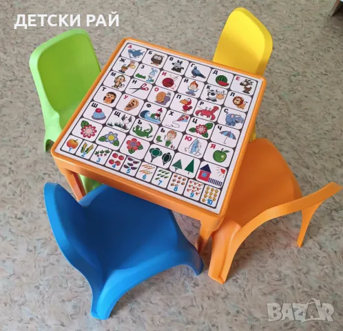 Детска масичка с българска азбука +стол, снимка 3 - Други - 47362634