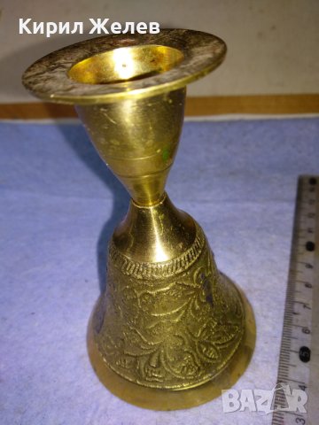 СТАР ФЛОРАЛНО ОРНАМЕНТИРАН БРОНЗОВ СВЕЩНИК - КАМБАНКА За ДЕКОРАЦИЯ КОЛЕКЦИЯ 42689, снимка 13 - Декорация за дома - 43980872
