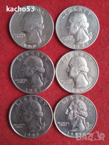 Лот- 1/4 долар 1972-97 г. САЩ, снимка 2 - Нумизматика и бонистика - 53392715