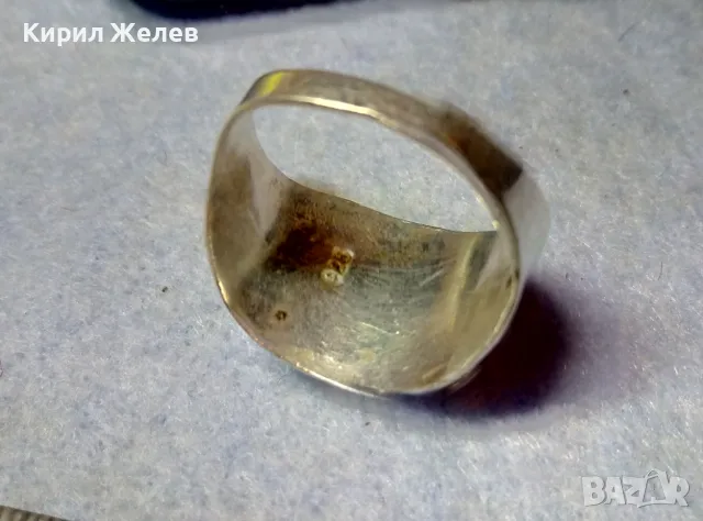 Стар РЪЧНО РЕТРО ОРНАМЕНТИРАН СРЕБЪРЕН ПРЪСТЕН СРЕБРО 925 с ИНКРУСТИРАН ШЛИФОВАН ЧЕРЕН ОНИКС 48234, снимка 2 - Пръстени - 49294556