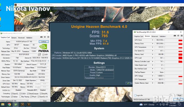 Nvidia GT 740 1GB DDR3 видеокарта за офис компютър 730 gtx 710, 630, 1030 , снимка 3 - Видеокарти - 39377898