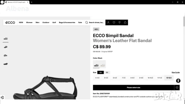 ECCO Simpil Sandal Women Leather Размер EUR 39 дамски сандали естествена кожа 278-14-S, снимка 2 - Сандали - 47721346
