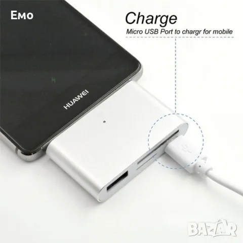 Мултифункционален адаптер и кардрийдър с фукнция за зареждане на телефони CA94, снимка 10 - Друга електроника - 48108968