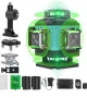 4x360° 4D зелен лазерен нивелир с кръстосана линия с 2 акумулаторни батерии, снимка 1
