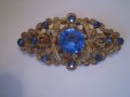антикварна брошка  сини кристали , снимка 1