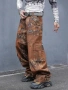 Нови baggy Casual Loose Fit Jeans дънки панталони карго кафяви камуфлажни джобове размер 32 /М, снимка 6