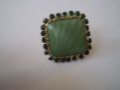 ЗеленаЧехия брошка - игла  Чешко стъкло 1930-40-те години, снимка 4