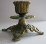 Свещници: Стар еврейски свещник Израел бронз патина, канделабра, морско конче елха, снимка 4
