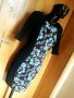 Черна офис рокля със сини флорални мотиви и 3/4 ръкав Л, снимка 2