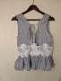 Нов топ синьо бяло райе с цветя L размер , снимка 2